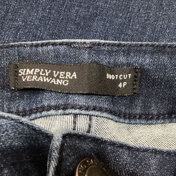 Vintage Simply Vera Verawang Stretchy Dark Blue Bootcut Jeans Size 4 Petite - Picture 8 of 10